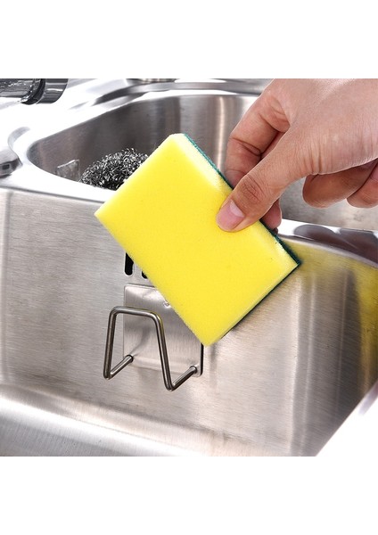 No.3 Tarzı Mutfak Paslanmaz Çelik Lavabo Süngerleri Tutucu Kendinden Yapışkanlı Drenaj Kurutma Rafı Mutfak Duvar Kancaları Aksesuarları Depolama Organizatör (Yurt Dışından)