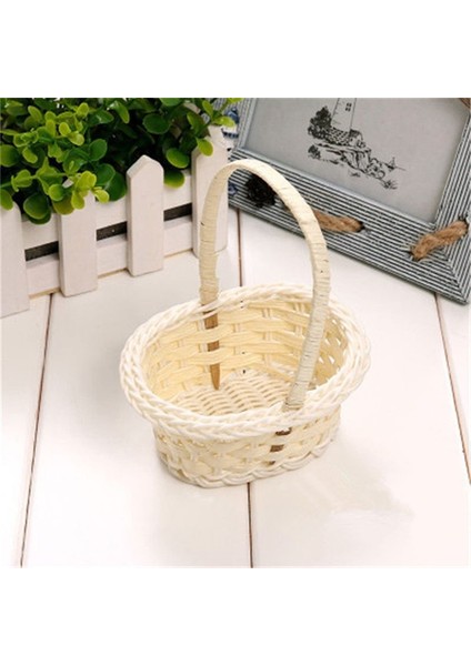 Oval Beyaz Stil M Beden 1 Adet El Dokuması Saklama Sepetleri Mini Plastik Dokuma Saklama Sepetleri Kumaş Çiçek Sepeti Meyve Rattan Kozmetik Çay Poşeti (Yurt Dışından) indirimleri