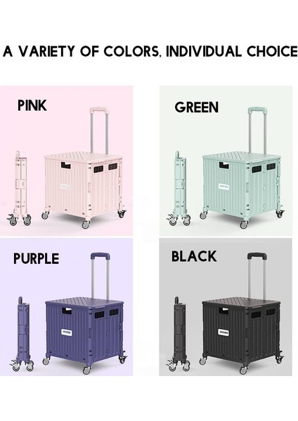Şafak Yeşili 2 Tekerlek Stili 45L Süpermarket Taşınabilir Katlanır Alışveriş Sepeti Bakkal Alışveriş Sepeti 360 Derece Evrensel Tekerlekli Plastik Arabası Arabası Arabası (Yurt Dışından) fırsatları