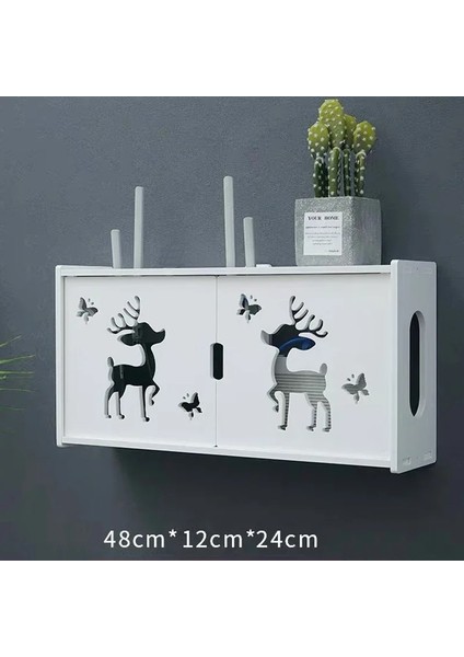 M Gülümseme Stili Büyük Kablosuz Wifi Yönlendirici Saklama Kutusu Pvc Panel Raf Duvar Asılı Fiş Kurulu Braketi Kablo Depolama Organizatör Ev Dekor (Yurt Dışından) fırsatları