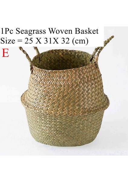 NO.19705 Tarzı Zerolife Yosun Hasır Sepet Kirli Bez Çamaşır Depolama Bakset El Dokuma Çiçek Saksı Ev Bahçe Cesta Mimbre Baske (Yurt Dışından)