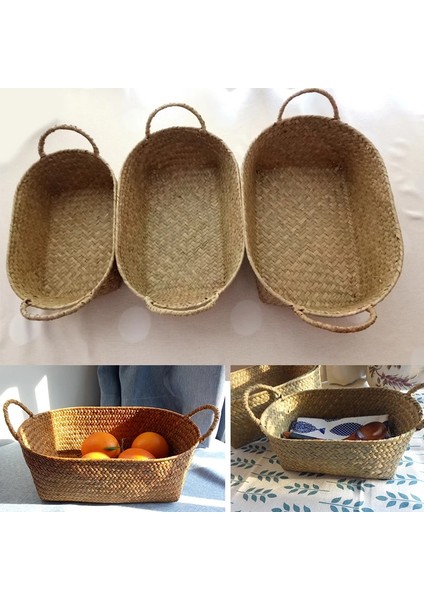 S Beden Stili Doğal Dokuma Sepet Hasır Hasır Ev Masa Meyve Ekmek Havluları Mutfak Saklama Kabı Rattan Çeşitli Eşyalar Neatening Konteyner (Yurt Dışından)