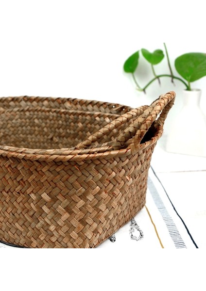 S Beden Stili Doğal Dokuma Sepet Hasır Hasır Ev Masa Meyve Ekmek Havluları Mutfak Saklama Kabı Rattan Çeşitli Eşyalar Neatening Konteyner (Yurt Dışından)