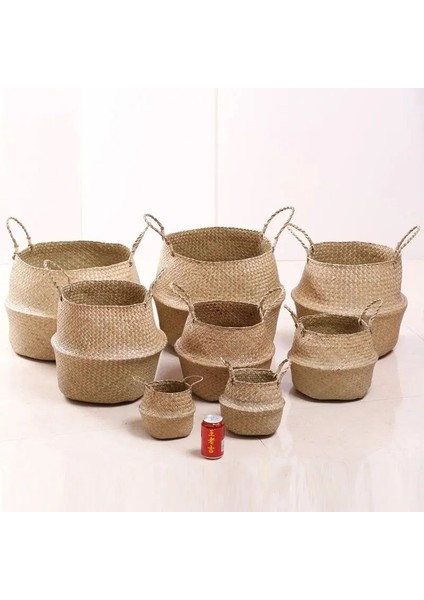 NO.19706 Stili Zerolife Yosun Hasır Sepet Kirli Bez Çamaşır Depolama Bakset El Dokuma Çiçek Saksı Ev Bahçe Cesta Mimbre Baske (Yurt Dışından) fiyatları