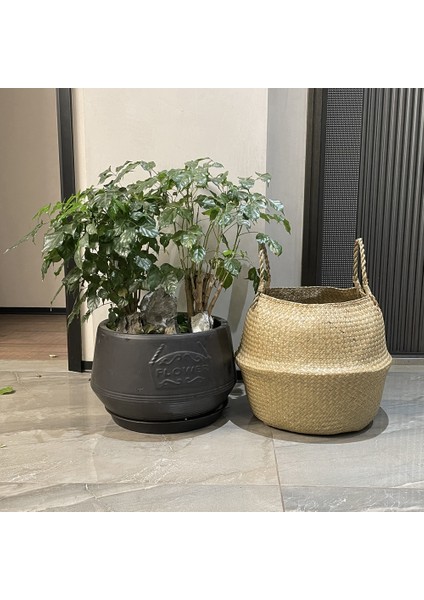 NO.19706 Stili Zerolife Yosun Hasır Sepet Kirli Bez Çamaşır Depolama Bakset El Dokuma Çiçek Saksı Ev Bahçe Cesta Mimbre Baske (Yurt Dışından) indirimleri