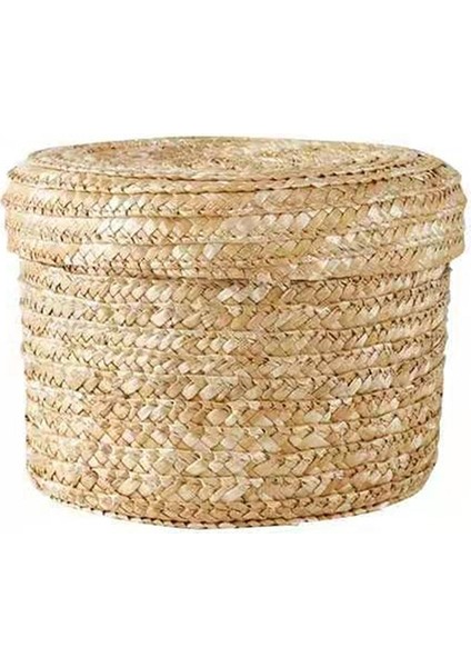 L Tarzı Saklama Sepeti El Yapımı Hasır Dokuma Kapaklı Kutu Aperatif Saklama Kutusu Çamaşır Sepetleri Rattan Çiçek Sepeti Mutfak Organizatör (Yurt Dışından)