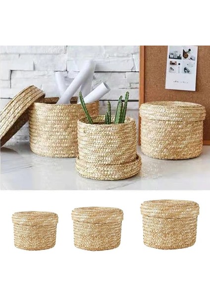 L Tarzı Saklama Sepeti El Yapımı Hasır Dokuma Kapaklı Kutu Aperatif Saklama Kutusu Çamaşır Sepetleri Rattan Çiçek Sepeti Mutfak Organizatör (Yurt Dışından) fiyatları