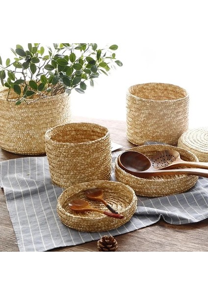 L Tarzı Saklama Sepeti El Yapımı Hasır Dokuma Kapaklı Kutu Aperatif Saklama Kutusu Çamaşır Sepetleri Rattan Çiçek Sepeti Mutfak Organizatör (Yurt Dışından) modelleri