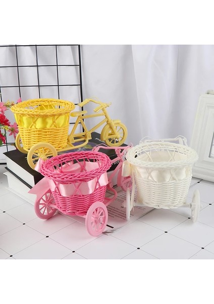 Pembe Tarzı Büyük Tekerlek Yuvarlak Sepet Rattan Yüzer Çiçek Vazo Saksılar Konteynerler Küçük Çiçek Bisikletiçiçek Saksısı (Yurt Dışından)