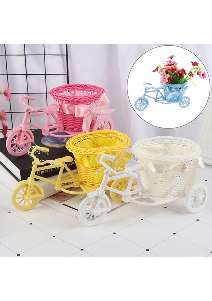 Pembe Tarzı Büyük Tekerlek Yuvarlak Sepet Rattan Yüzer Çiçek Vazo Saksılar Konteynerler Küçük Çiçek Bisikletiçiçek Saksısı (Yurt Dışından)