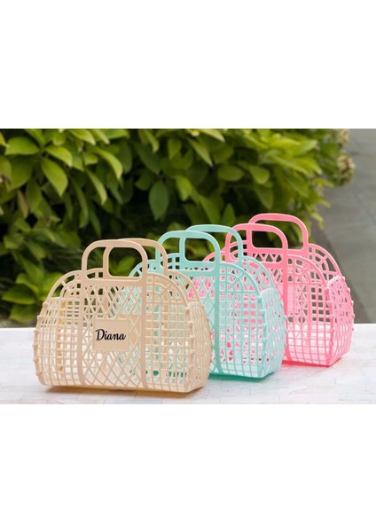 Pembe Stil Beyaz Metin Retro Jöle Sepeti Kişiselleştirilmiş Hediye Çantası Nedime Jöle Çanta Çiçek Kız Hediye Parti Plaj Çantası Tote Nedime Önerisi (Yurt Dışından) indirimleri