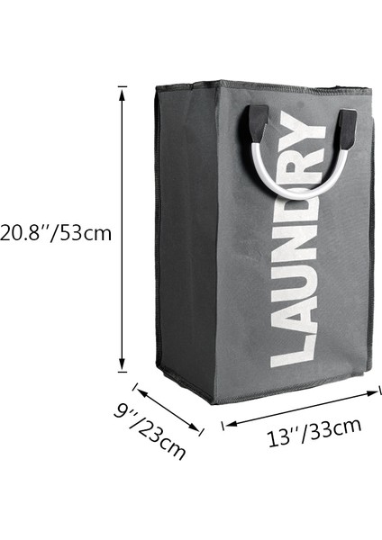 Derin GRI33X23X53CM Stili Çamaşır Torbası Katlanabilir Çamaşır Sepeti Büyük Kirli Çamaşır Sepeti Sepet Sıralayıcısı Oxford Bezi Alüminyum Saplı Kirli Giysi Torbası (Yurt Dışından)
