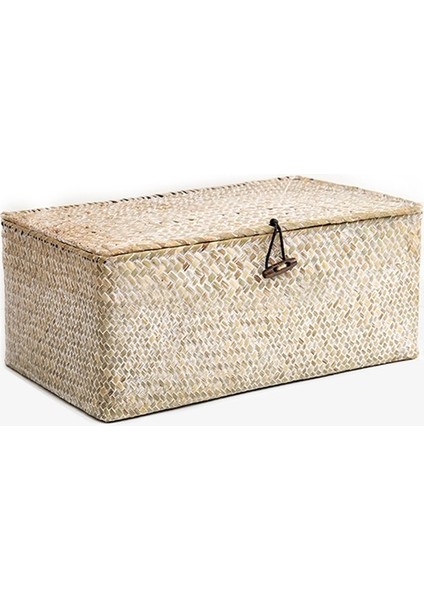 Beyaz Renk Stili L-26X16X10CM Dikdörtgen Dokuma Kapaklı Saklama Kutusu Rattan Saklama Sepetleri Ev Banyo Çeşitli Eşyalar Çamaşır Oyuncaklar Giysi Saklama Organizatör (Yurt Dışından)