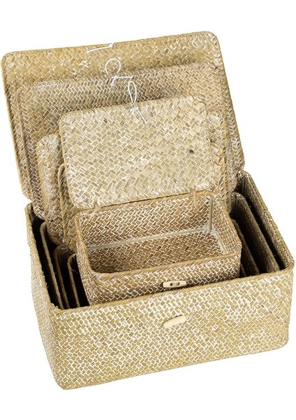Beyaz Renk Stili L-26X16X10CM Dikdörtgen Dokuma Kapaklı Saklama Kutusu Rattan Saklama Sepetleri Ev Banyo Çeşitli Eşyalar Çamaşır Oyuncaklar Giysi Saklama Organizatör (Yurt Dışından)