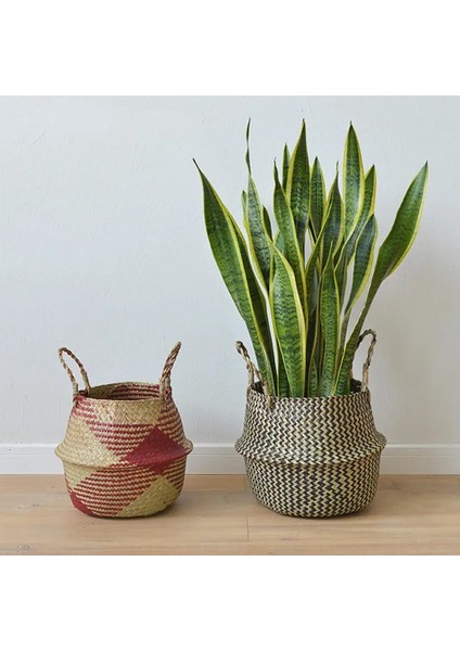 No.4 Tarzı 32X28CM Seagrass Depolama Sepeti Saksı Doğal Rattan Sepet Saksı Oyuncak Tutucu Çamaşır Sepeti Konteyner Ev Enkaz Depolama (Yurt Dışından) fırsatları