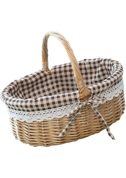 Beyaz Stil El Dokuma Çanta Hediye Sepeti Hasır Depolama Sepeti Keten Kamp Torajı Kullanımı Için Iç Sepet (Yurt Dışından)
