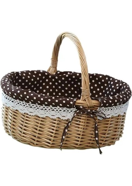 35X26X34CM Stili El Dokuma Çanta Hediye Sepeti Hasır Depolama Sepeti Keten Kamp Torajı Kullanımı Için Iç Sepet (Yurt Dışından)