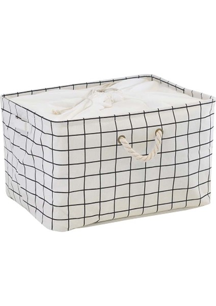 Beyaz Izgara Stili S 38X26X26CM Pamuk ve Keten Nokta Şerit Çiçek Çamaşır Depolama Sepeti Kapaklı Büyük Kapasiteli Kirli Giysiler Çocuk Oyuncakları Organizatör (Yurt Dışından)