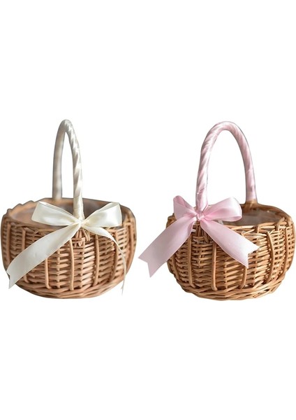 Pembe Tarzı L Beden Hasır Dokuma Çiçek Sepeti, Saplı Düğün Çiçek Kız Sepetleri, Ev Bahçe Dekorasyonu Için (Yurt Dışından) fiyatları