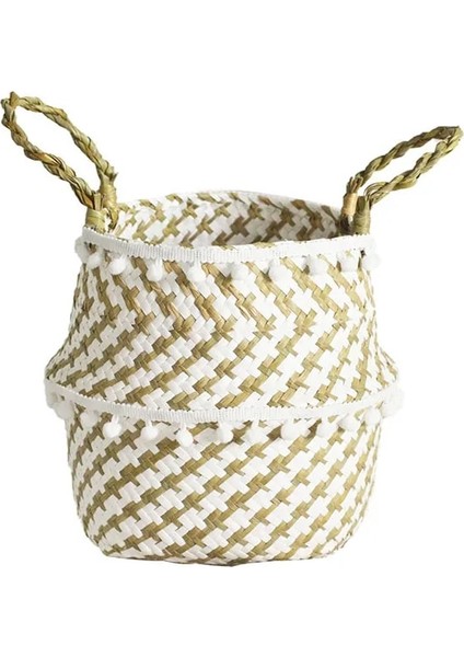 10 Stili Yazın KÜÇÜK-22CMX20CM Whısm Katlanabilir Hasır Sepet Deniz Çayı Giysileri Çamaşır Depolama Sepeti Püsküller Asılı Saksı Organizatör Ev Dekorasyon (Yurt Dışından)