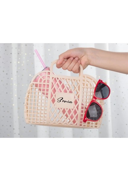 Mavi Stil Gül Altın Metin Retro Jöle Sepeti Kişiselleştirilmiş Hediye Çantası Nedime Jöle Çanta Çiçek Kız Hediye Parti Plaj Çantası Tote Nedime Önerisi (Yurt Dışından) modelleri