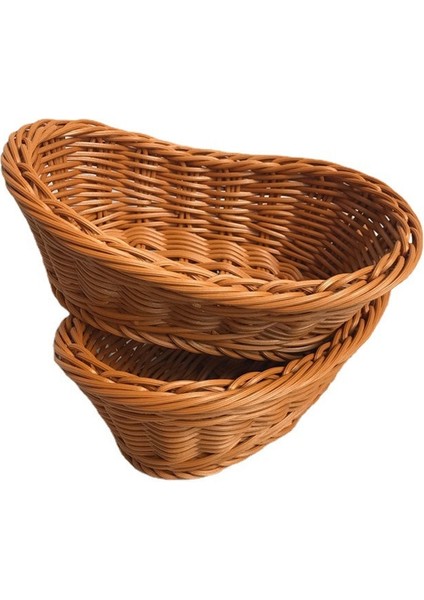 M 26X16X8.5 Stili Oval Kavisli Rattan Hasır Dokuma Ekmek Meyve Sebzeleri Için Servis Sepetleri Restoran Servis Masa Üstü Ekran Rattan Sepet (Yurt Dışından)