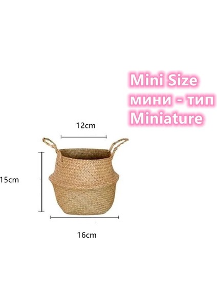 Mini Boy 12CM Tarzı Bitki Hasır Sepet Bambu Deniz Çayı Saklama Sepetleri Iskandinav Tarzı Bahçe Saksı Çamaşır Sepeti Konteyner Oyuncak Sahipleri (Yurt Dışından)
