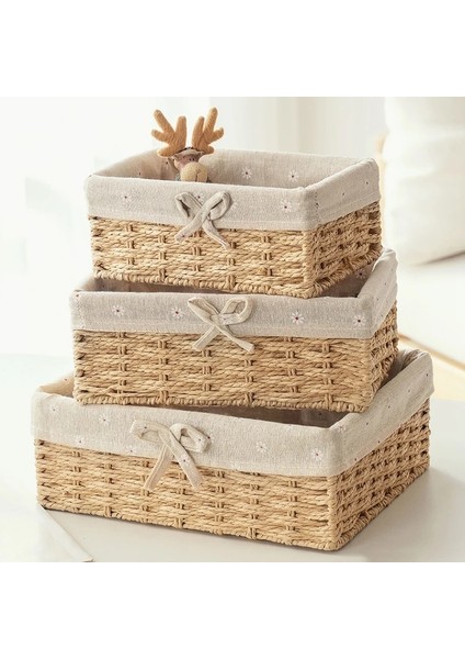 77-2 Saklama Sepeti Stili El Yapımı Saklama Kutusu Çamaşır Sepet Hasır Sepetler Masaüstü Çeşitli Eşyalar Kozmetik Organizatör Giysi Kitap Aperatif Oyuncaklar Saklama Kutusu (Yurt Dışından) fiyatları