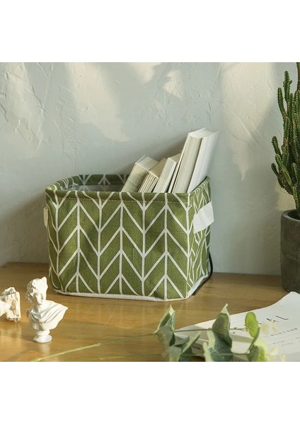 Yeşil Dallar Stili Kumaş Katlanabilir Saklama Sepeti Pamuk ve Keten Masa Saklama Kutusu Yenilikçi Su Geçirmez Saklama Sepeti Saklama Kutusu (Yurt Dışından) indirimleri