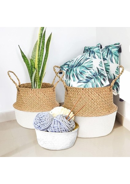 Pembe Tarzı S-22CMX20CM Whısm Seagrass Çamaşır Depolama Sepeti Katlanır El Yapımı Saman Saksı Ekici Sepet Hasır Oyuncak Depolama Tutucu Organizatör (Yurt Dışından) fiyatları
