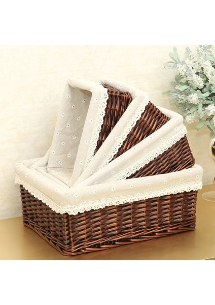 E Stili 36X26X14CM 4 Boyutlu El Yapımı Rattan Saklama Sepetleri Ev Eşyaları Aperatifler Meyve Enkazı Çamaşır Fg Söğüt Depolama Sepeti (Yurt Dışından)
