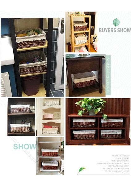 E Stili 36X26X14CM 4 Boyutlu El Yapımı Rattan Saklama Sepetleri Ev Eşyaları Aperatifler Meyve Enkazı Çamaşır Fg Söğüt Depolama Sepeti (Yurt Dışından)