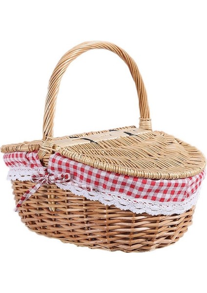 Gösterildiği Gibi S, Partiler, Düğün ve Barbekü Için Kapaklı ve Saplı ve Gömlekli Country Tarzı Hasır Sepet Sepet (Yurt Dışından)