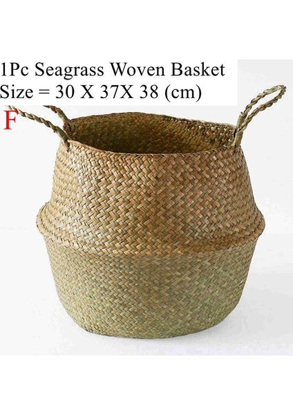 19706F Stili Luanqı Hasır Sepet Oyuncak Organizatör Katlanır Rattan Seagrass Depolama Sepeti Çamaşır Dokuma Sepet Bitki Saksı Ev Bahçe Için (Yurt Dışından)