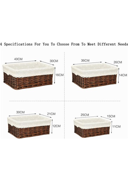 H Tarzı 40X30X16CM 4 Boyutlu El Yapımı Rattan Saklama Sepetleri Ev Eşyaları Aperatifler Meyve Enkazı Çamaşır Fg Söğüt Depolama Sepeti (Yurt Dışından) fiyatları