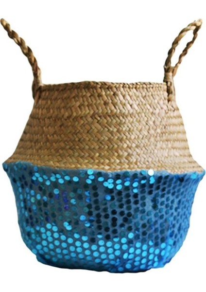 H Tarzı S Beden El Yapımı Depolama Sepeti Seagrass Hasır Saksı Bitki Sepeti Ev Bahçe Dekorasyon Katlanabilir Çamaşır Organizatör (Yurt Dışından)