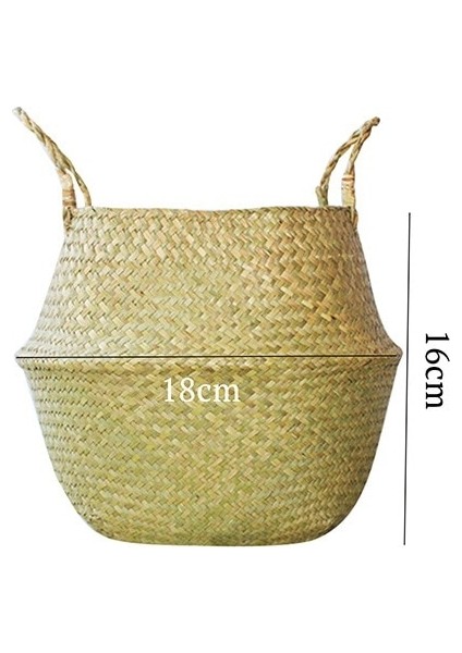 18X16CM Q Stili El Yapımı Hasır Dokuma Kapaklı Depolama Sepeti Aperatif Organizatör Saklama Kutusu Çamaşır Sepetleri Rattan Depolama Çiçek Sepeti (Yurt Dışından)