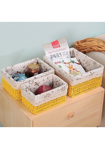 E Stili 22X16X10.5CM 3 Boyut Seti El Yapımı Hasır Saklama Sepetleri Ev Eşyaları Atıştırmalıklar Meyve Enkazı Kozmetik Çamaşır Fg Depolama Sepeti (Yurt Dışından) fiyatları
