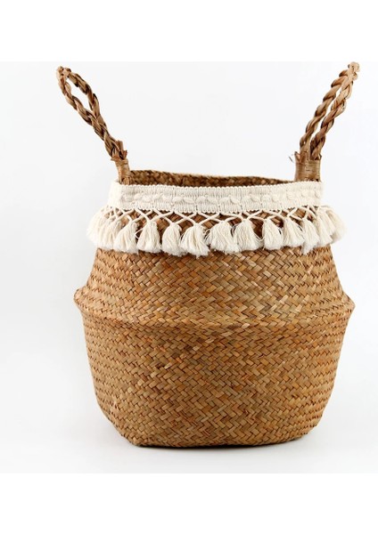 Bir Stil 27CMX24CM Iskandinav Basit Organizatör Sepeti Depolama Hasır Dokuma Enkaz Depolama Sepeti Dantel Sepeti Ev Dekorasyon Aksesuarları (Yurt Dışından)