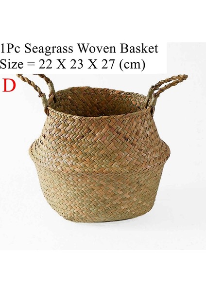 19704C Tarzı Luanqı Seagrass Depolama Sepeti Hasır Sepet Çalışma Rattan Asılı Dikim Saksı Çamaşır Cesta Mimbre Sepet Sepet (Yurt Dışından)