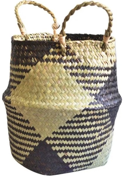 G Tarzı S Beden El Yapımı Depolama Sepeti Seagrass Hasır Saksı Bitki Sepeti Ev Bahçe Dekorasyon Katlanabilir Çamaşır Organizatör (Yurt Dışından)