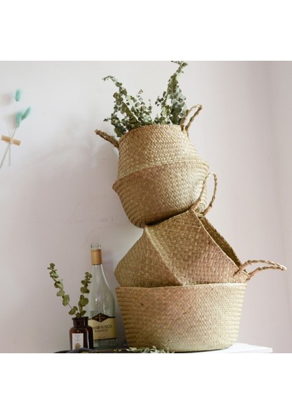 G Tarzı S Beden El Yapımı Depolama Sepeti Seagrass Hasır Saksı Bitki Sepeti Ev Bahçe Dekorasyon Katlanabilir Çamaşır Organizatör (Yurt Dışından) fırsatları