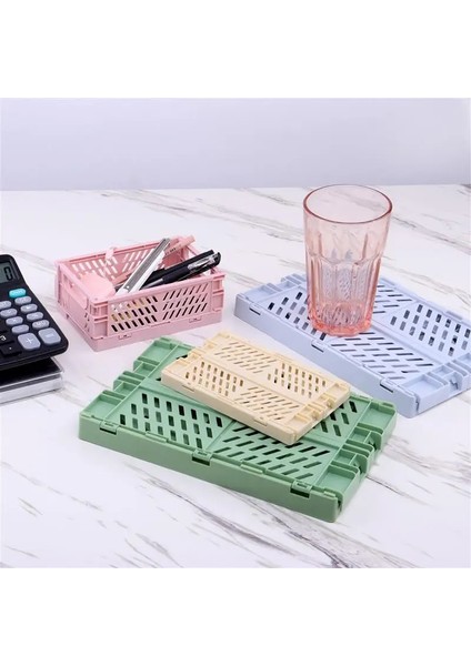 C Stili Mini Saklama Kutusu Katlanır Öğrenci Masaüstü Düzenleme Konteyner Sepeti El Kitabı Bant Kırtasiye Plastik Saklama Kutusu (Yurt Dışından)