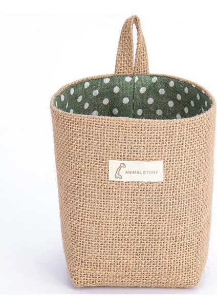 No.7 Tarzı Pamuk Keten Çanta Masaüstü Depolama Sepeti Asılı Cep Küçük Çuval Çeşitli Eşyalar Jüt Saklama Kutusu Saplı Kozmetik Saklama Çantası (Yurt Dışından)