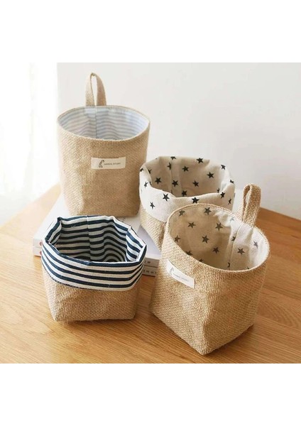 No.13 Tarzı Pamuk Keten Çanta Masaüstü Depolama Sepeti Asılı Cep Küçük Çuval Çeşitli Eşyalar Jüt Saklama Kutusu Saplı Kozmetik Saklama Çantası (Yurt Dışından) fırsatları