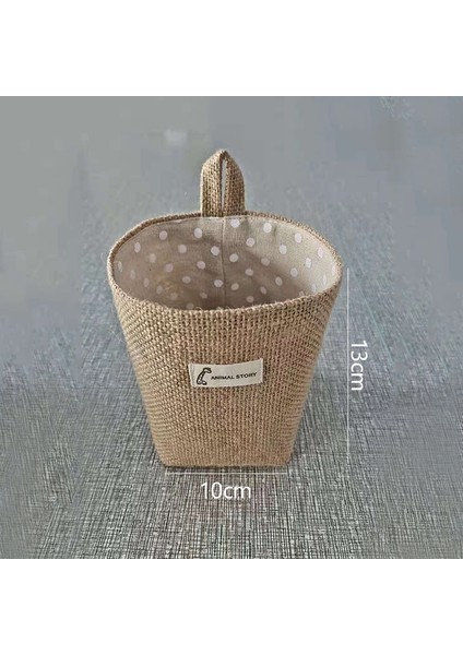 Mavi Stil Jüt Pamuk Keten Çanta Masaüstü Depolama Sepeti Asılı Cep Küçük Çuval Çeşitli Eşyalar Saklama Kutusu Saplı Kozmetik Saklama Çantası (Yurt Dışından)