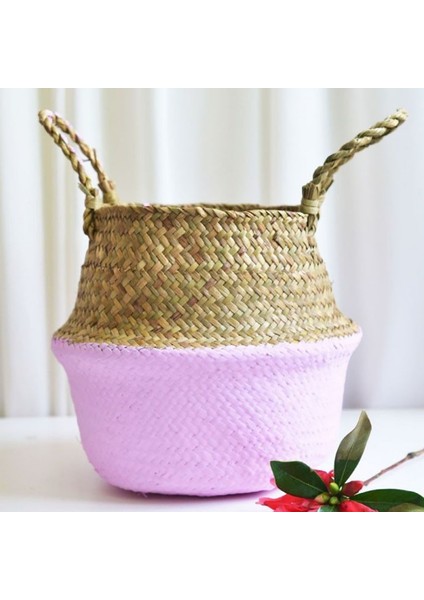 L Tarzı L Beden El Yapımı Depolama Sepeti Seagrass Hasır Saksı Bitki Sepeti Ev Bahçe Dekorasyon Katlanabilir Çamaşır Organizatör (Yurt Dışından)