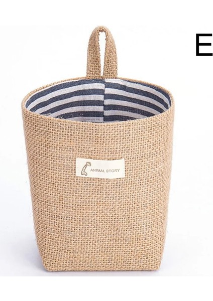 E Stili Pamuk Keten Çanta Masaüstü Depolama Sepeti Asılı Cep Küçük Çuval Çeşitli Eşyalar Saklama Kutusu Kozmetik Saklama Çantası Masaüstü Organizatör (Yurt Dışından)