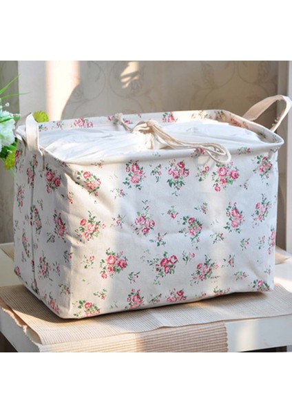 B Tarzı S 38X26X26CM Pamuk ve Keten Nokta Şerit Çiçek Çamaşır Depolama Sepeti Kapaklı Büyük Kapasiteli Kirli Giysiler Çocuk Oyuncakları Organizatör (Yurt Dışından)