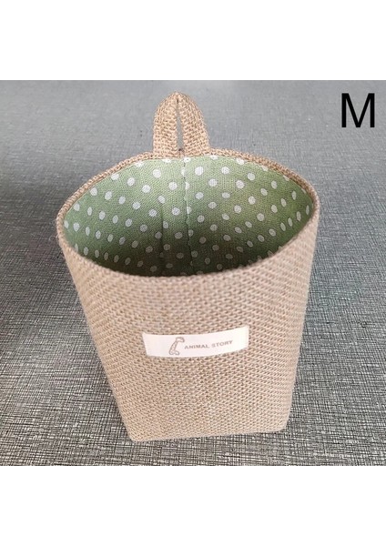 M Tarzı Pamuk Keten Çanta Masaüstü Depolama Sepeti Asılı Cep Küçük Çuval Çeşitli Eşyalar Saklama Kutusu Kozmetik Saklama Çantası Masaüstü Organizatör (Yurt Dışından)